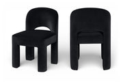 Celine Velvet Performance Fabric Upholstered Dining Chair in Black, Set of 2 - 88013Black-C