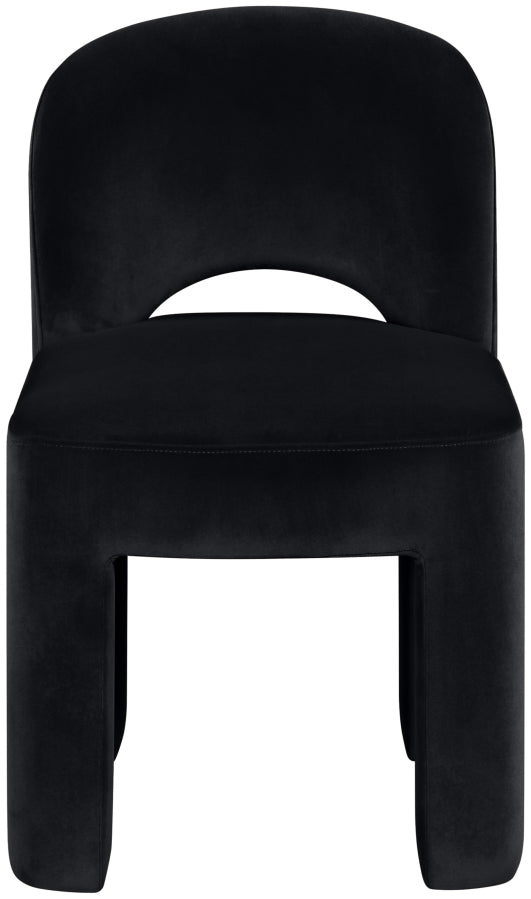Celine Velvet Performance Fabric Upholstered Dining Chair in Black, Set of 2 - 88013Black-C