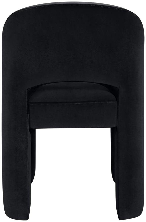 Celine Velvet Performance Fabric Upholstered Dining Chair in Black, Set of 2 - 88013Black-C