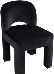 Celine Velvet Performance Fabric Upholstered Dining Chair in Black, Set of 2 - 88013Black-C