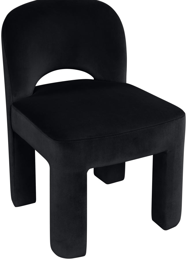 Celine Velvet Performance Fabric Upholstered Dining Chair in Black, Set of 2 - 88013Black-C