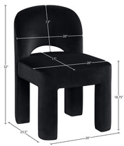 Celine Velvet Performance Fabric Upholstered Dining Chair in Black, Set of 2 - 88013Black-C
