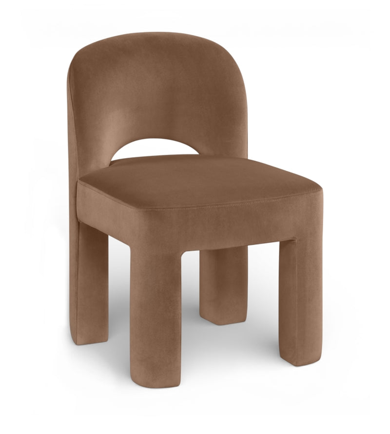 Celine Velvet Performance Fabric Upholstered Dining Chair in Brown, Set of 2 - 88013Brown-C