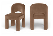 Celine Velvet Performance Fabric Upholstered Dining Chair in Brown, Set of 2 - 88013Brown-C