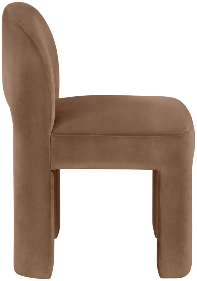 Celine Velvet Performance Fabric Upholstered Dining Chair in Brown, Set of 2 - 88013Brown-C