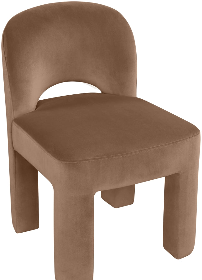 Celine Velvet Performance Fabric Upholstered Dining Chair in Brown, Set of 2 - 88013Brown-C