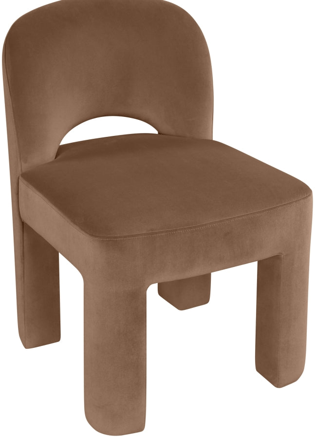 Celine Velvet Performance Fabric Upholstered Dining Chair in Brown, Set of 2 - 88013Brown-C