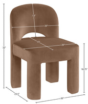 Celine Velvet Performance Fabric Upholstered Dining Chair in Brown, Set of 2 - 88013Brown-C