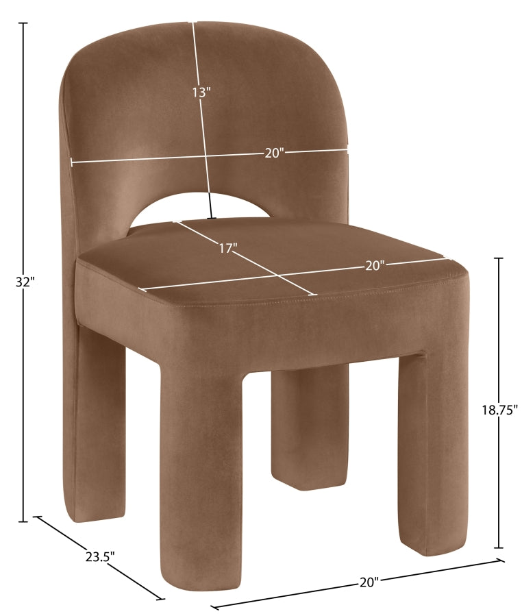 Celine Velvet Performance Fabric Upholstered Dining Chair in Brown, Set of 2 - 88013Brown-C