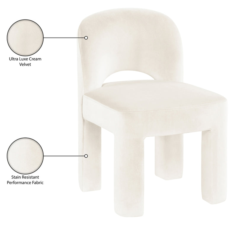 Celine Velvet Performance Fabric Upholstered Dining Chair in Cream, Set of 2 - 88013Cream-C