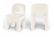 Celine Velvet Performance Fabric Upholstered Dining Chair in Cream, Set of 2 - 88013Cream-C