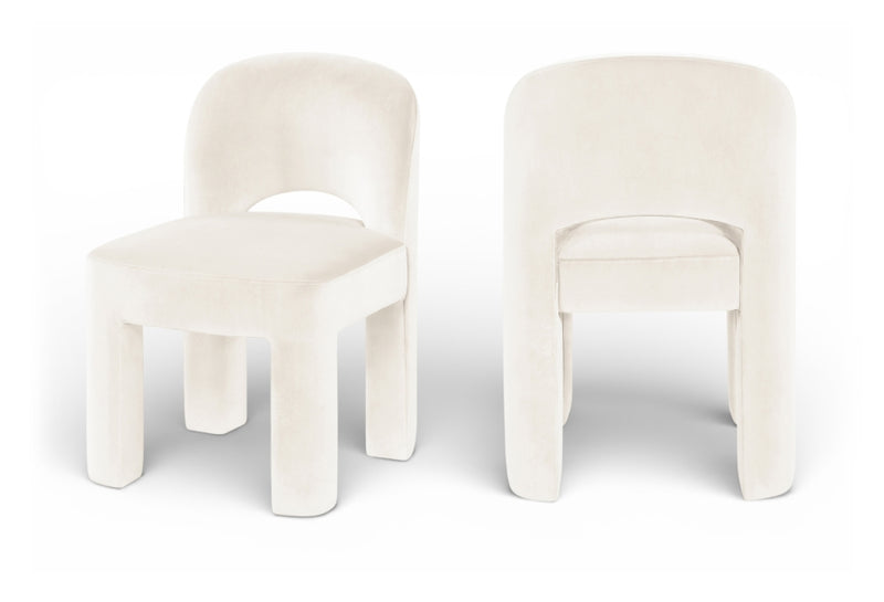 Celine Velvet Performance Fabric Upholstered Dining Chair in Cream, Set of 2 - 88013Cream-C