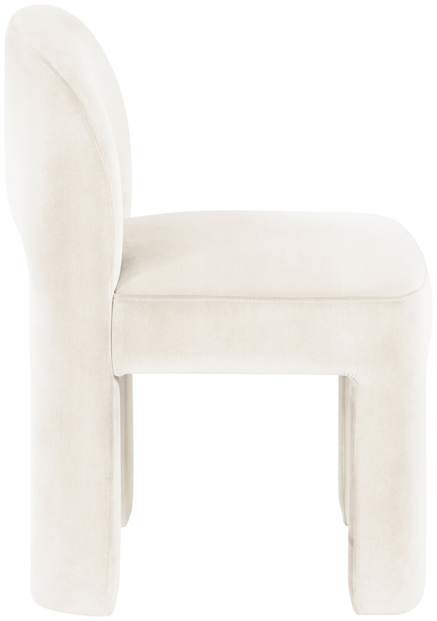 Celine Velvet Performance Fabric Upholstered Dining Chair in Cream, Set of 2 - 88013Cream-C
