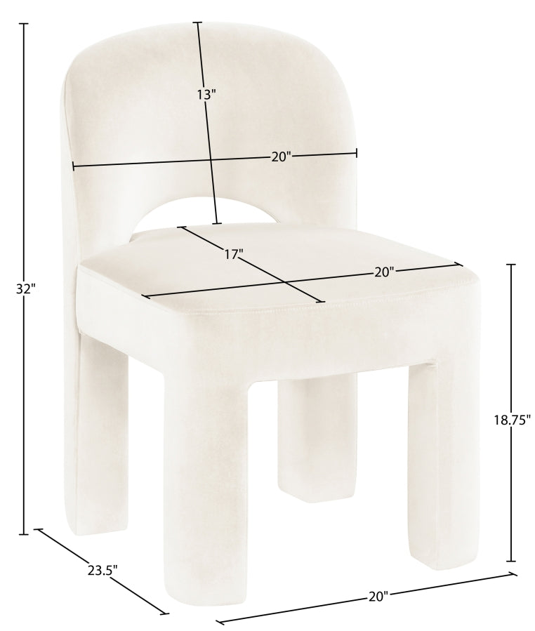 Celine Velvet Performance Fabric Upholstered Dining Chair in Cream, Set of 2 - 88013Cream-C