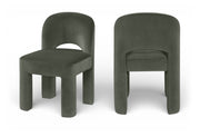 Celine Velvet Performance Fabric Upholstered Dining Chair in Green, Set of 2 - 88013Green-C