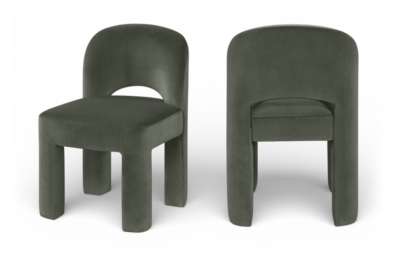 Celine Velvet Performance Fabric Upholstered Dining Chair in Green, Set of 2 - 88013Green-C