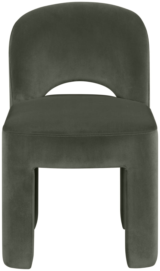 Celine Velvet Performance Fabric Upholstered Dining Chair in Green, Set of 2 - 88013Green-C