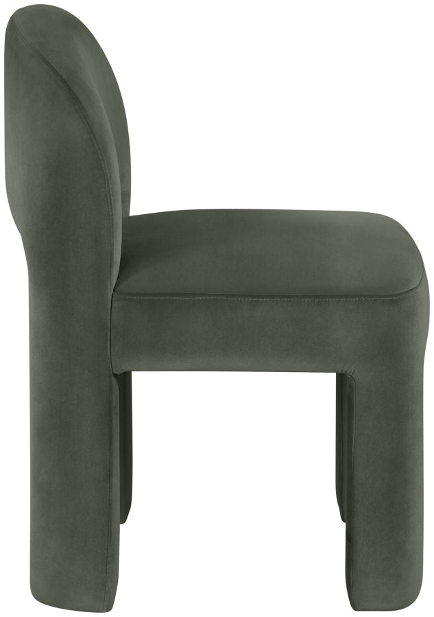 Celine Velvet Performance Fabric Upholstered Dining Chair in Green, Set of 2 - 88013Green-C