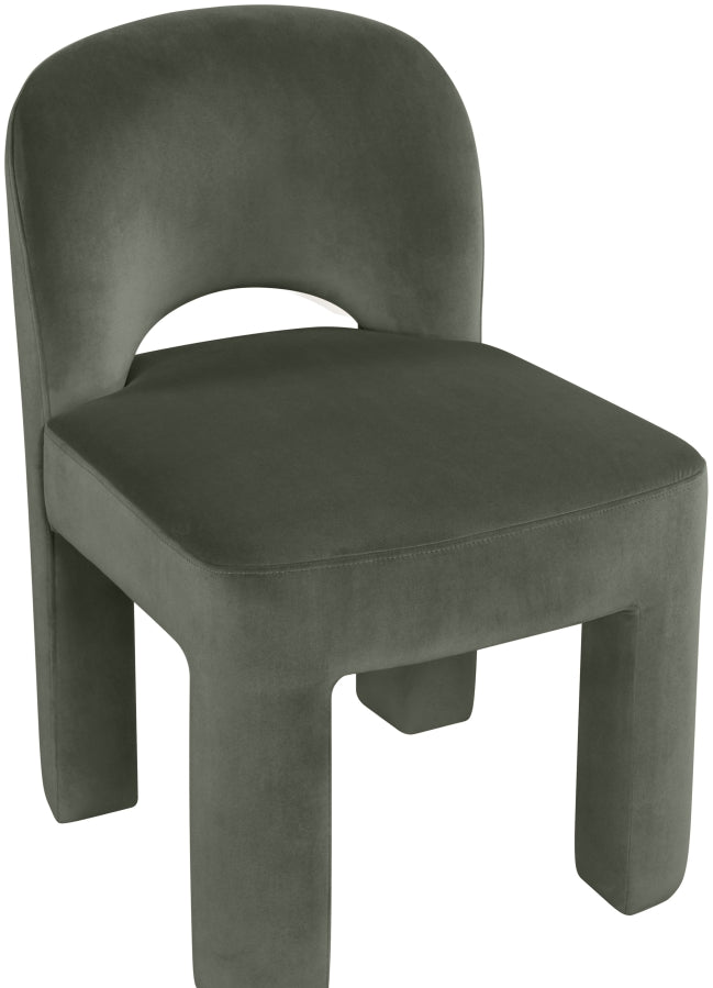 Celine Velvet Performance Fabric Upholstered Dining Chair in Green, Set of 2 - 88013Green-C