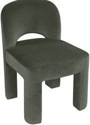 Celine Velvet Performance Fabric Upholstered Dining Chair in Green, Set of 2 - 88013Green-C