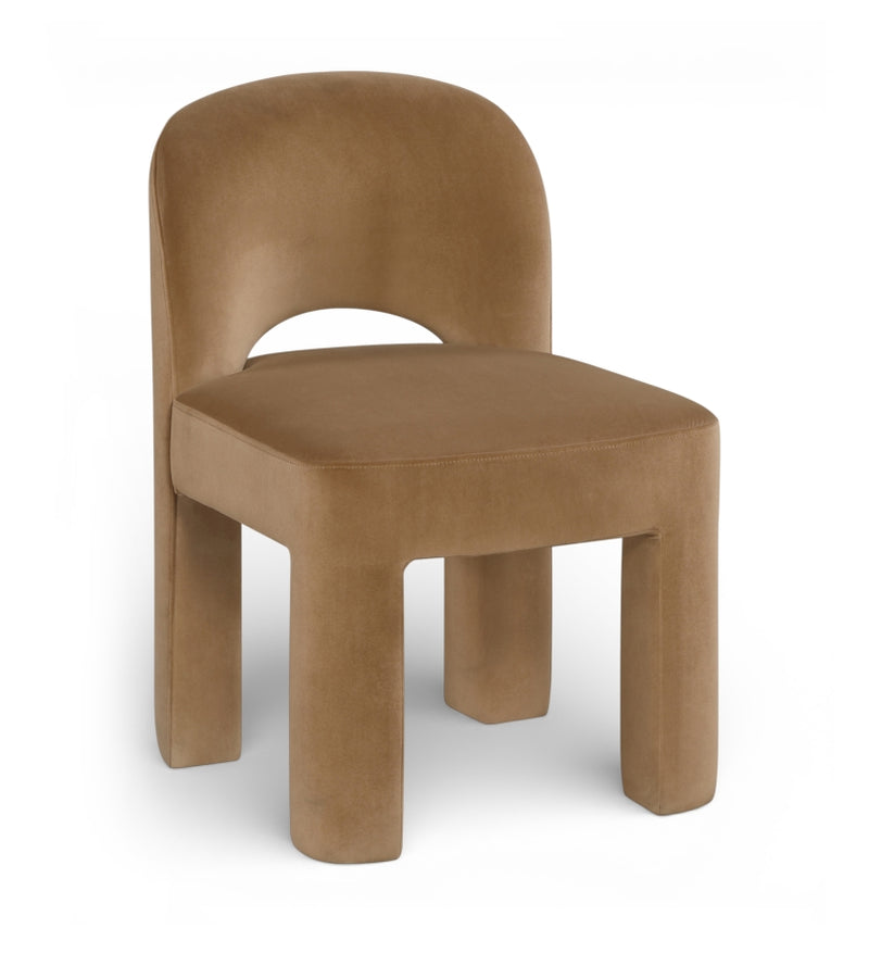 Celine Velvet Performance Fabric Upholstered Dining Chair in Saddle, Set of 2 - 88013Saddle-C