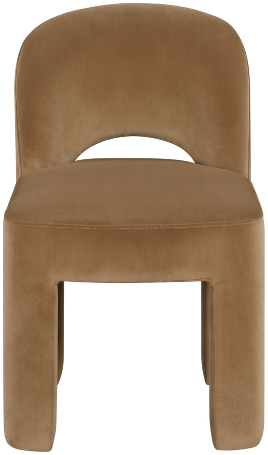 Celine Velvet Performance Fabric Upholstered Dining Chair in Saddle, Set of 2 - 88013Saddle-C