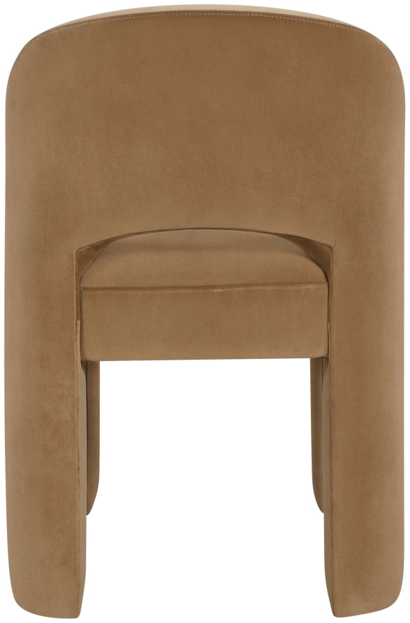 Celine Velvet Performance Fabric Upholstered Dining Chair in Saddle, Set of 2 - 88013Saddle-C