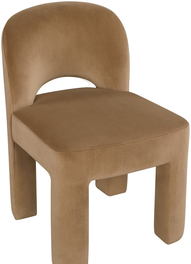 Celine Velvet Performance Fabric Upholstered Dining Chair in Saddle, Set of 2 - 88013Saddle-C