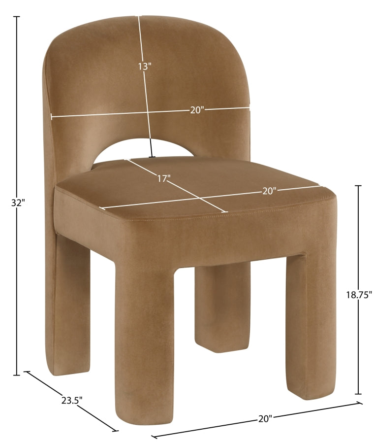 Celine Velvet Performance Fabric Upholstered Dining Chair in Saddle, Set of 2 - 88013Saddle-C