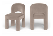 Celine Velvet Performance Fabric Upholstered Dining Chair in Taupe, Set of 2 - 88013Taupe-C