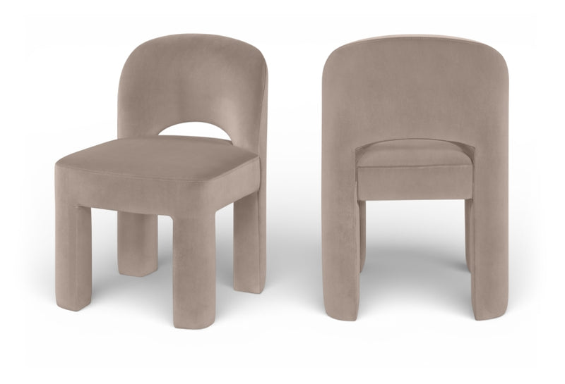 Celine Velvet Performance Fabric Upholstered Dining Chair in Taupe, Set of 2 - 88013Taupe-C