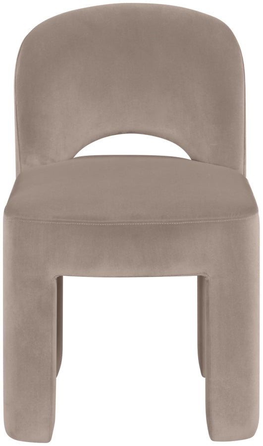 Celine Velvet Performance Fabric Upholstered Dining Chair in Taupe, Set of 2 - 88013Taupe-C