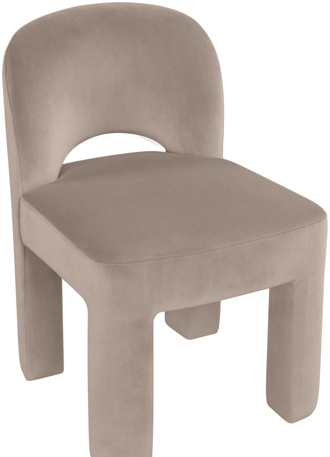 Celine Velvet Performance Fabric Upholstered Dining Chair in Taupe, Set of 2 - 88013Taupe-C