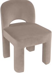 Celine Velvet Performance Fabric Upholstered Dining Chair in Taupe, Set of 2 - 88013Taupe-C