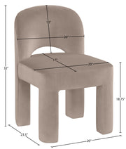Celine Velvet Performance Fabric Upholstered Dining Chair in Taupe, Set of 2 - 88013Taupe-C