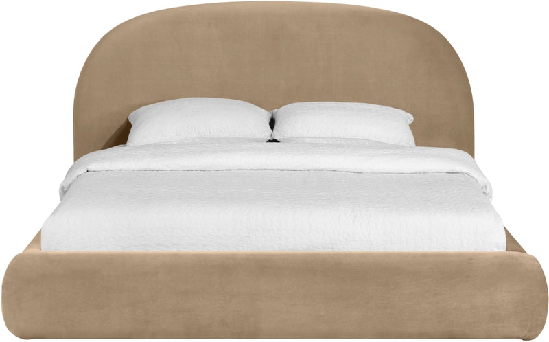 Celine Velvet Upholstered King Bed in Beige - CelineBeige-K