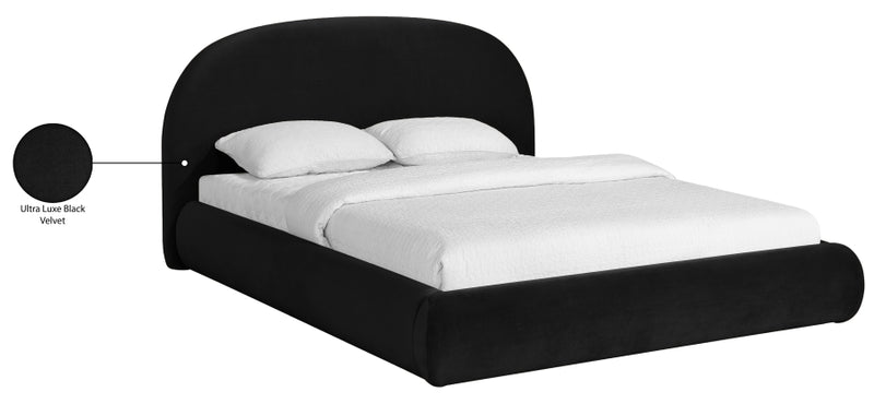 Celine Velvet Upholstered King Bed in Black - CelineBlack-K