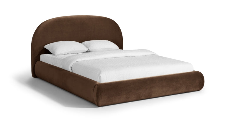 Celine Velvet Upholstered King Bed in Brown - CelineBrown-K