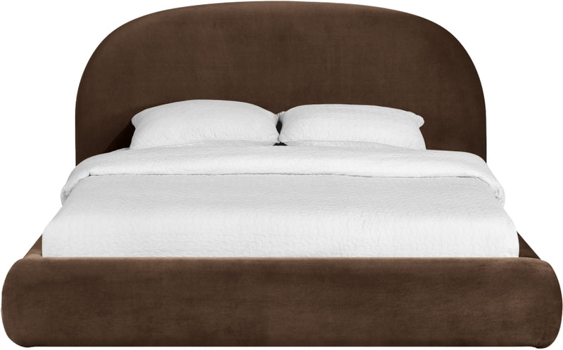 Celine Velvet Upholstered King Bed in Brown - CelineBrown-K
