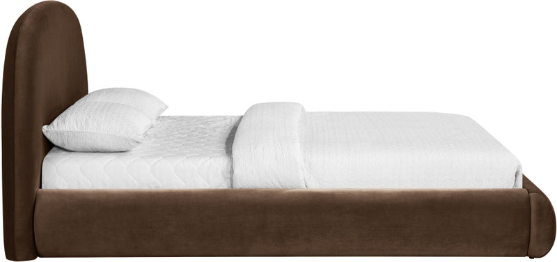 Celine Velvet Upholstered King Bed in Brown - CelineBrown-K