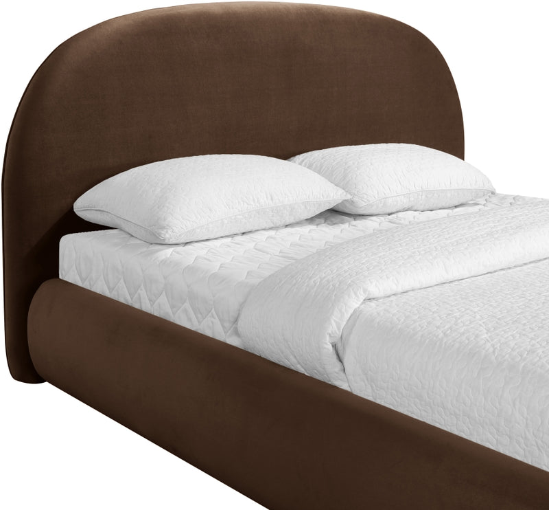 Celine Velvet Upholstered King Bed in Brown - CelineBrown-K