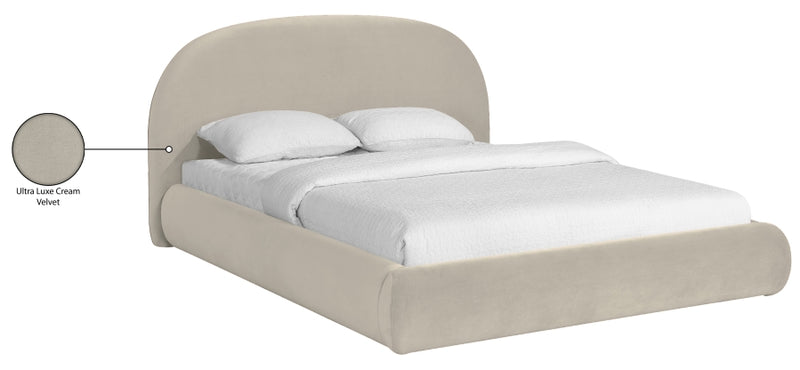 Celine Velvet Upholstered King Bed in Cream - CelineCream-K