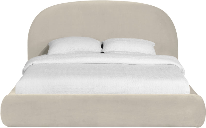 Celine Velvet Upholstered King Bed in Cream - CelineCream-K