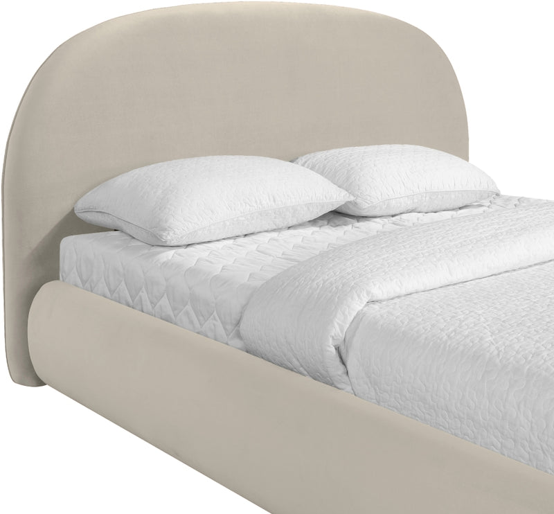 Celine Velvet Upholstered King Bed in Cream - CelineCream-K