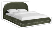 Celine Velvet Upholstered King Bed in Green - CelineGreen-K