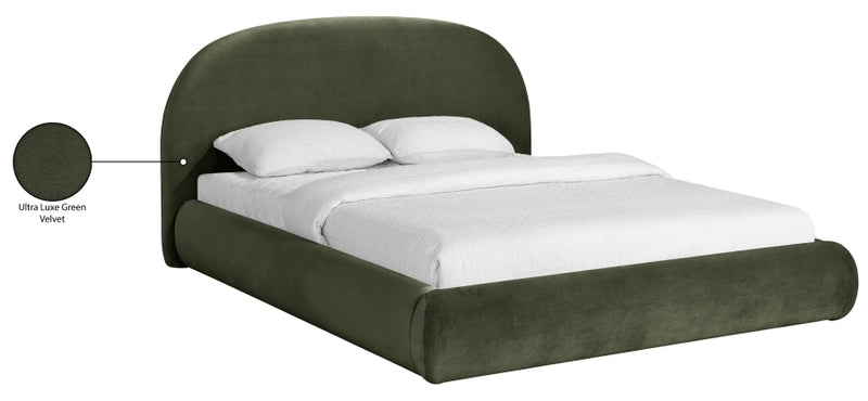 Celine Velvet Upholstered King Bed in Green - CelineGreen-K