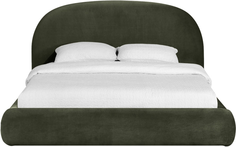 Celine Velvet Upholstered King Bed in Green - CelineGreen-K