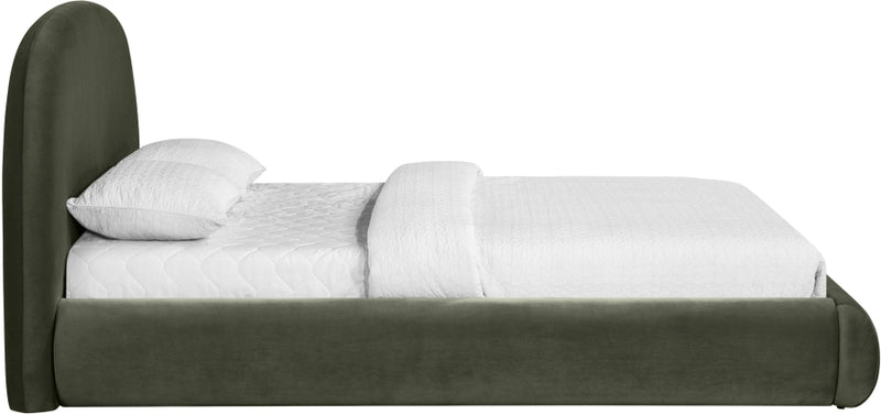 Celine Velvet Upholstered King Bed in Green - CelineGreen-K