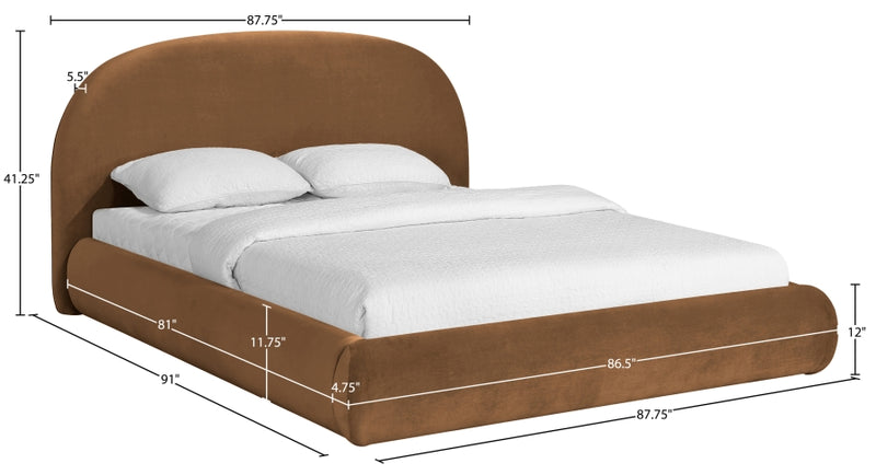 Celine Velvet Upholstered King Bed in Saddle - CelineSaddle-K
