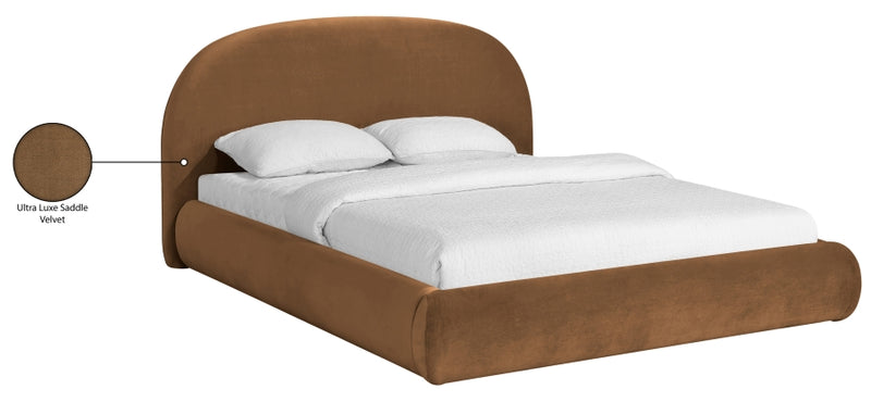 Celine Velvet Upholstered King Bed in Saddle - CelineSaddle-K